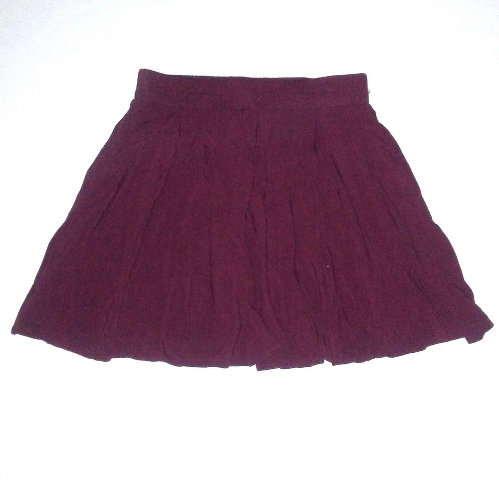 Brandy Melville Burgundy Skater Skirt One Size - Picture 2 of 3